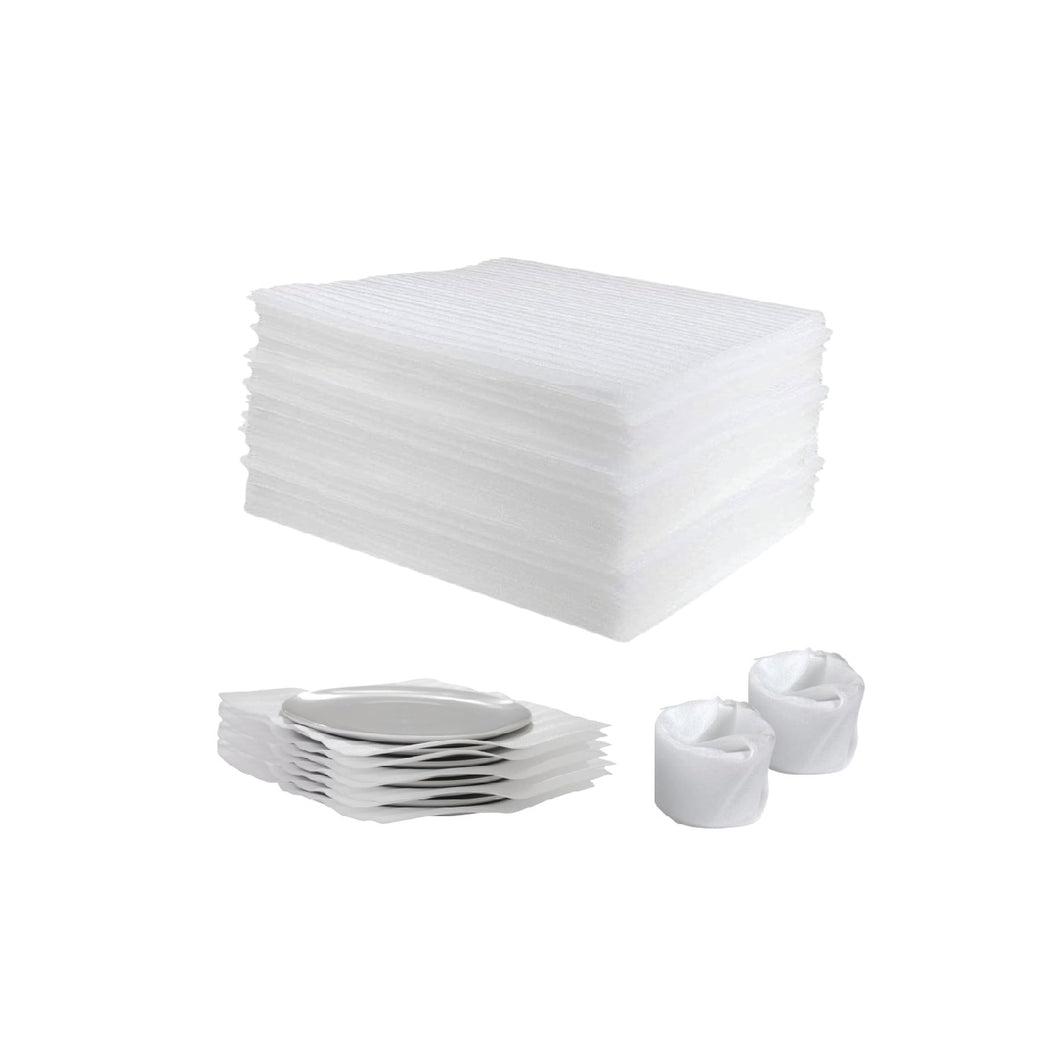 Pre-Cut Extruded PE Foam Packing Sheets, Eco-friendly 100% Recyclable and Reusable 12”x 12”x 1/16” Thickness, 100 count